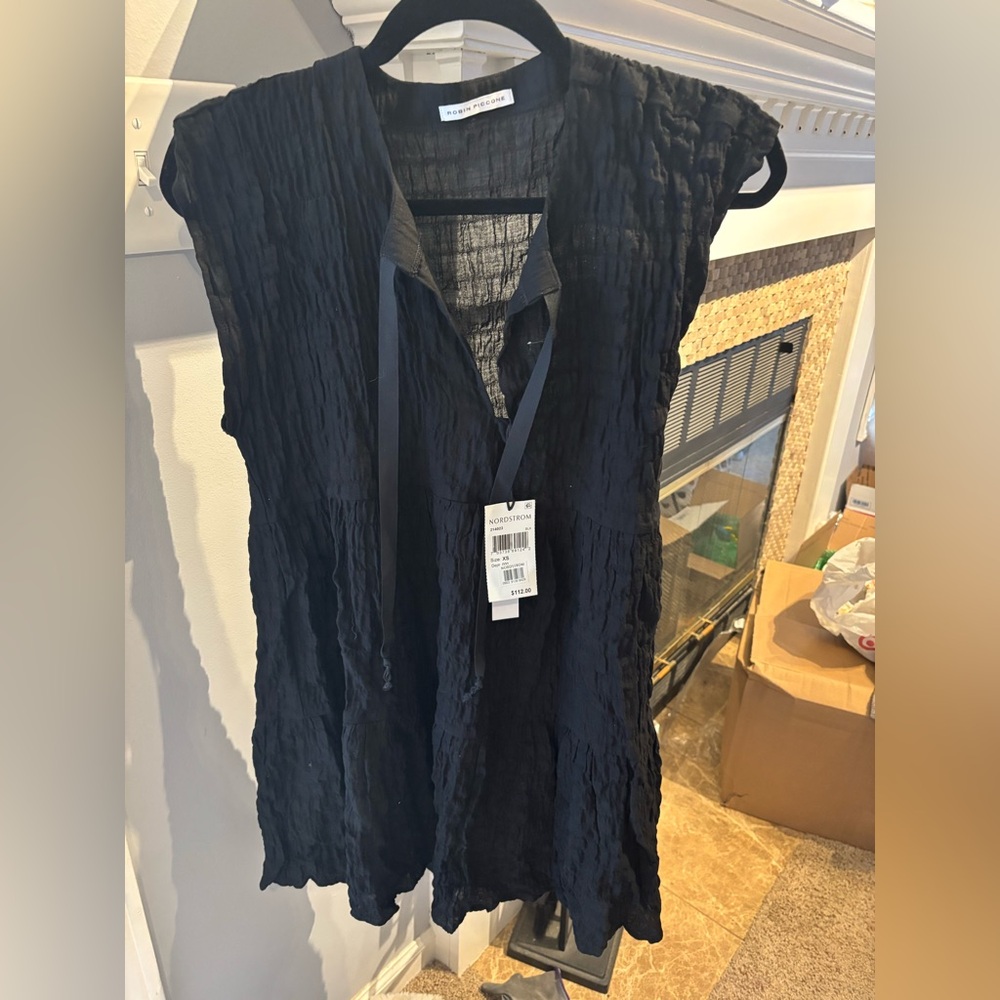 Robin Piccone Midnight Black Crinkle Dress